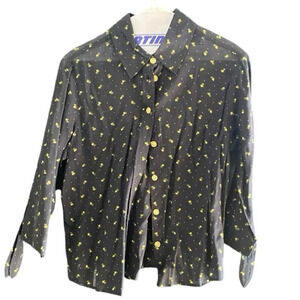 Odille Black Button Down Regular Fit Causal Shirt Size 6